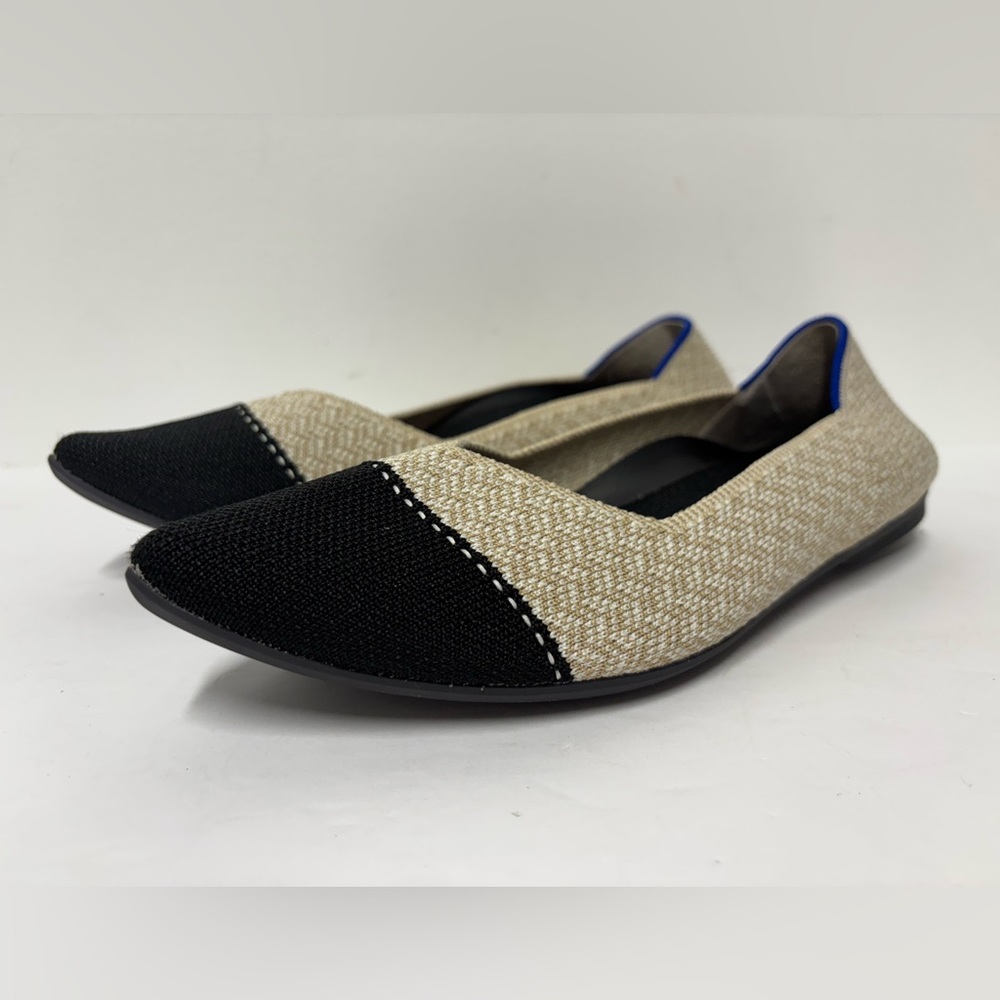 ROTHY’S The Point ll Herringbone Cream Black Ballet Flats Women’s Size 8